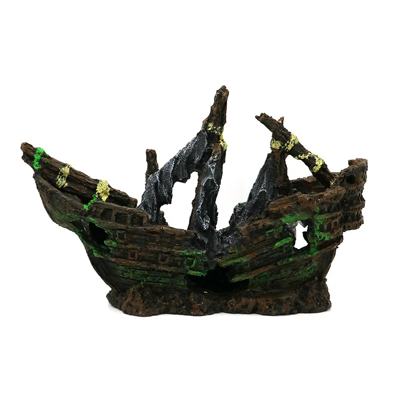 

Large Aquarium Decoration Fish Tank Landscaping Resin Hiding Boat Pirate Ship Ornament Decor Aquascape Background Accessories
