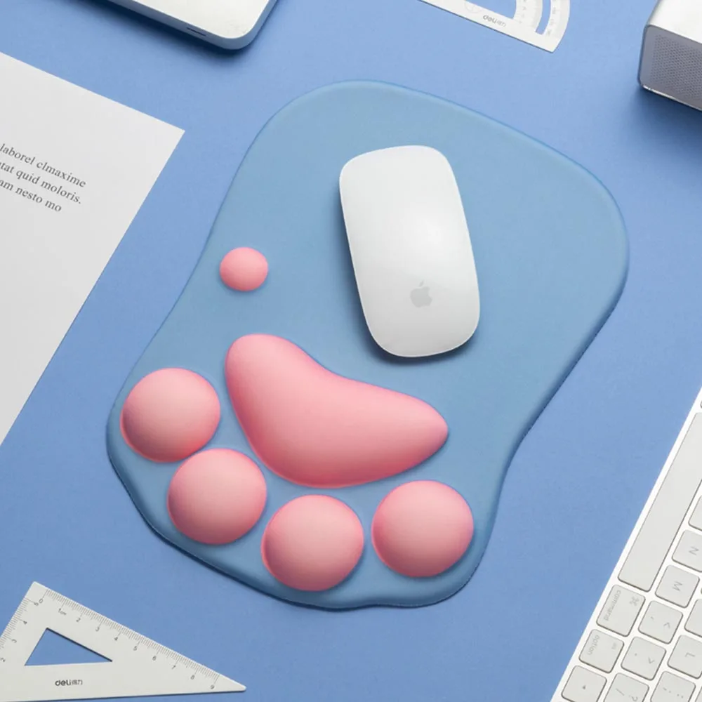 Удобный резиновый коврик для мыши с милыми мягкими кошачьими лапками 3D