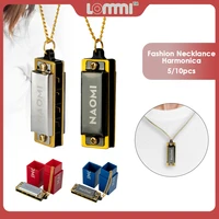 lommi 5pcs1set mini harmonica 4 holes 8 tone key of c fashion necklace design pocket harmonica for jazz music