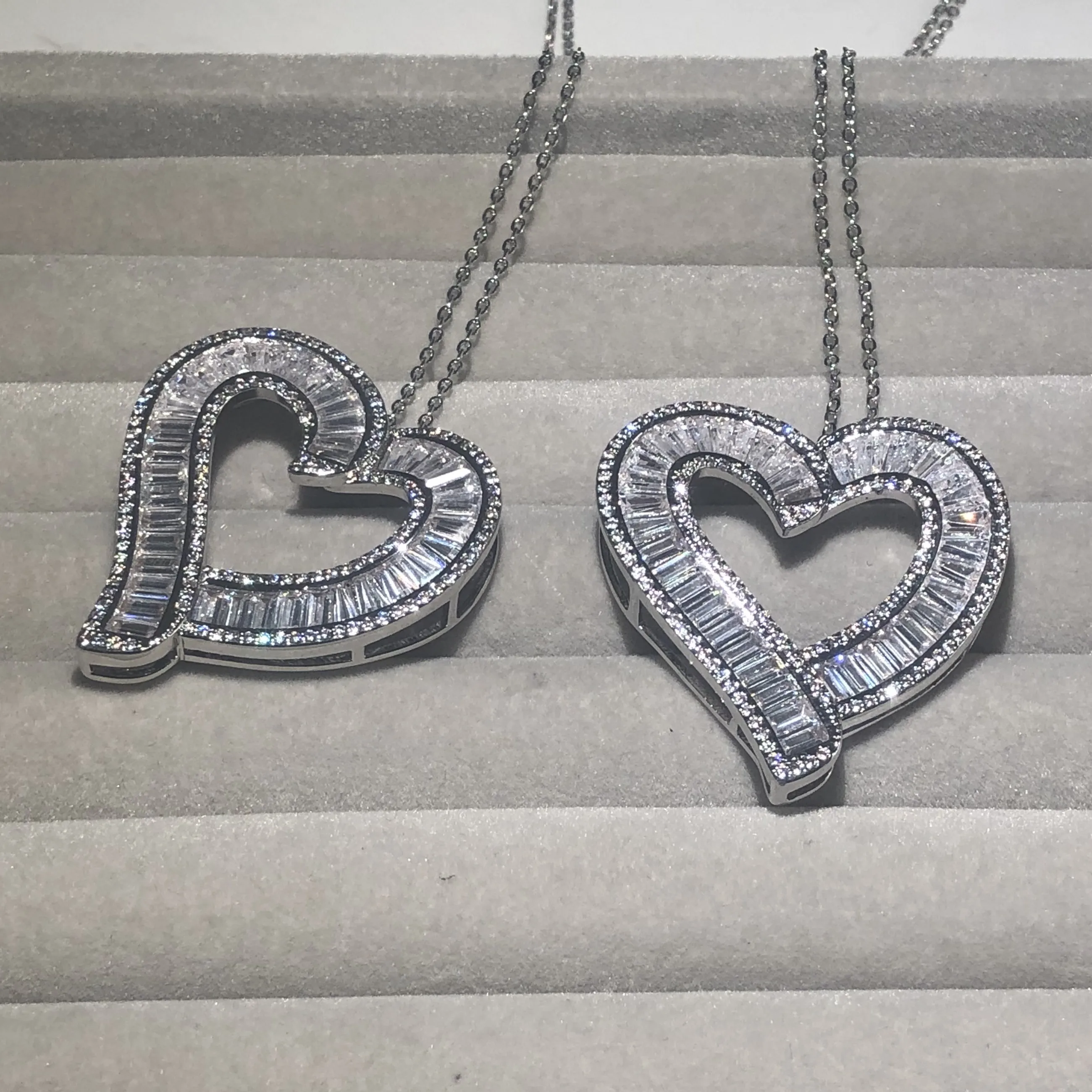 Роскошное ожерелье с подвеской в виде сердца из серебра 925 пробы женское