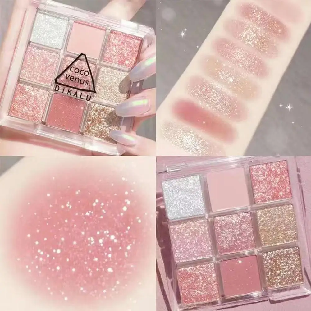 

New 9 Color Matte Glitter Eyeshadow Palette Waterproof Eyeshadow Long-lasting Eye Shiny Cosmetic Nude Diamond Shimmer Pigme C9N5