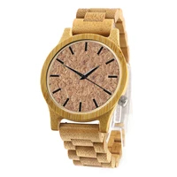 dropshipping personalized mens casual cork wooden grain dial quartz genuine bamboo watches for him with engraving