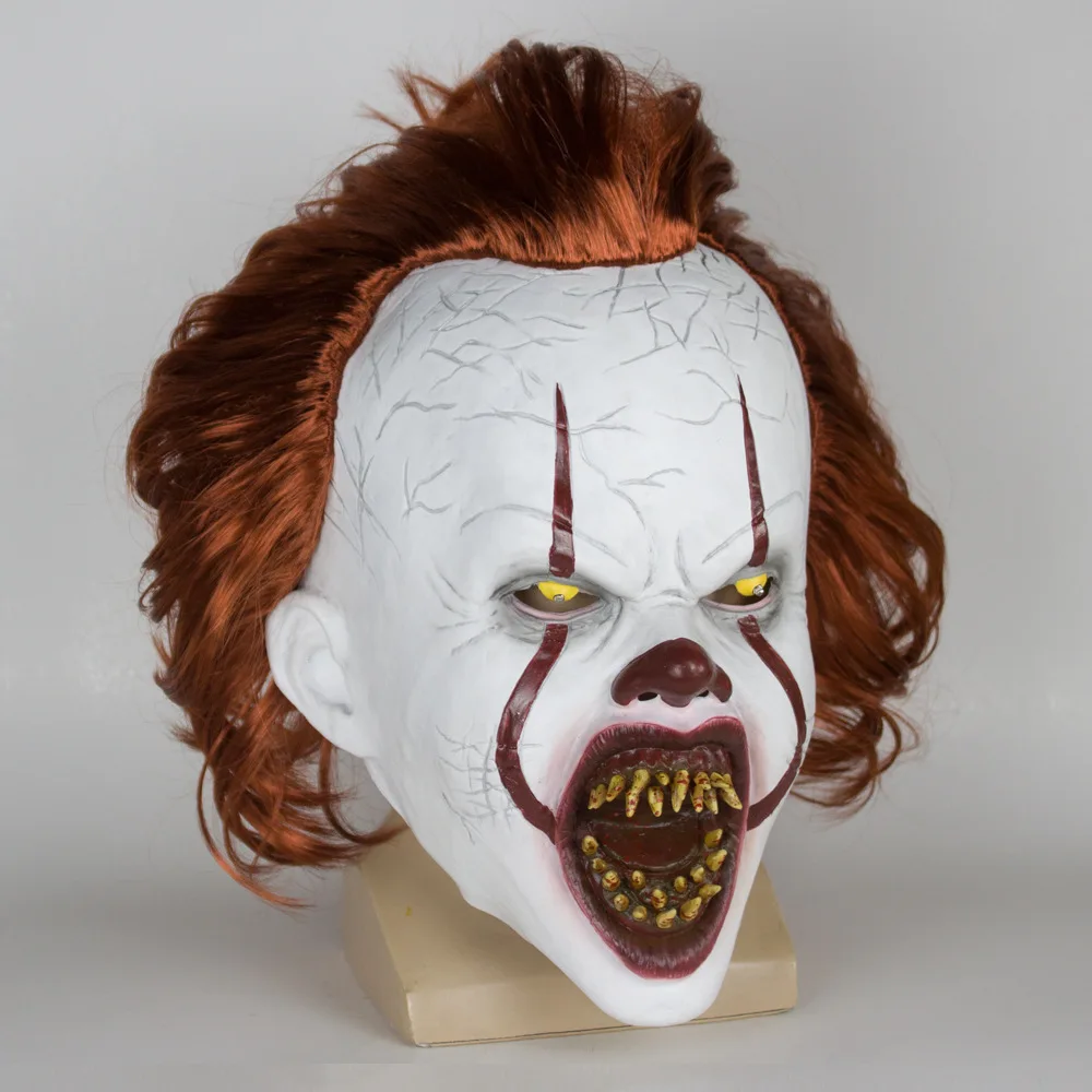 Pennywise маска клоуна Стивен Кинг Это латекс светодиодный маска ужаса принадлежности на хеллоуин для косплея