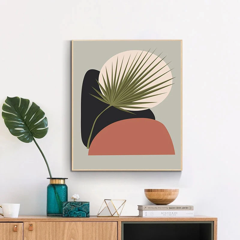 

Flower Geometric Art Nordic Canvas Painting Abstract Modern Tropical Plant Poster Living Room Decoration Wall Picture