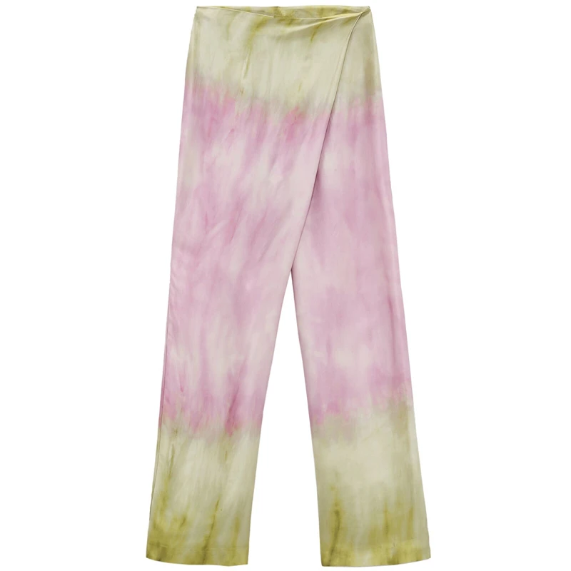

Tie-dye straight leg wide-leg pants women's summer 2021 new loose new style silk texture thin tie-dye straight leg pants
