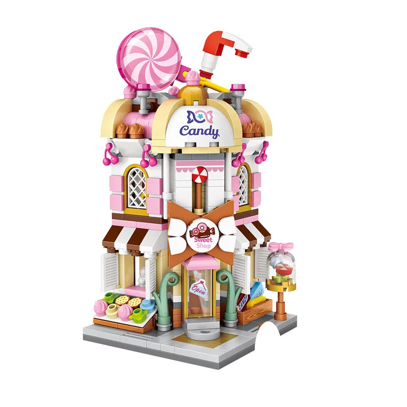 LOZ Mini 485pcs кирпичики город Street орех конфета Game ToyRoom розничный магазин 3D