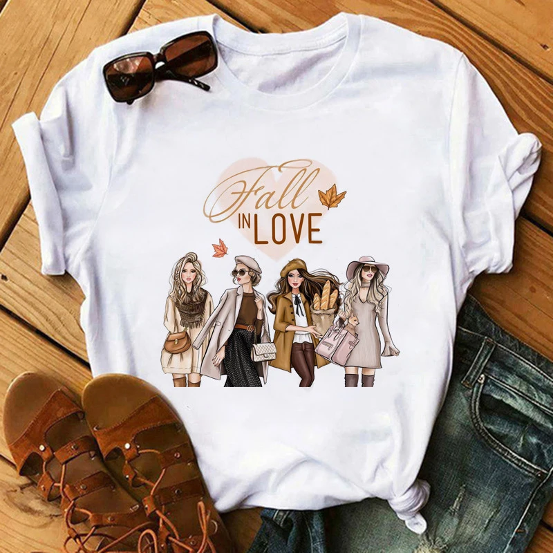 

90s Girls Thanksgiving Fall Halloween T Shirt Spice Coffee Pumpkin Fashion Ladies Printed T-shirt Summer Short Sleeve Tshirts