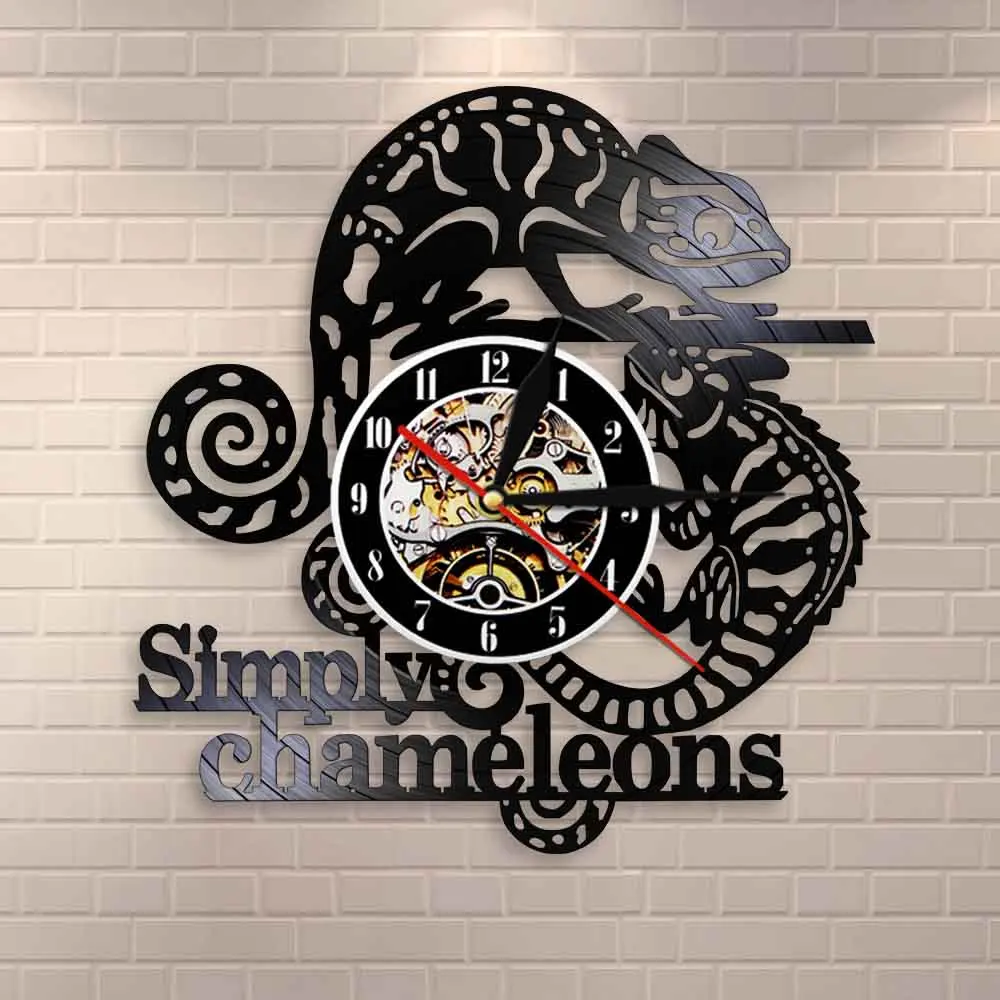 Просто Хамелеон 3D настенные часы под рептилию экзотические животное Виниловая