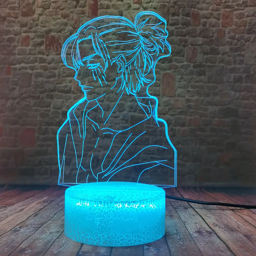 

Мигающая модель AOT Эрена йера 3D светодиодный ночник визуальная Иллюзия светодиодсветодиодный настольная лампа сон атака на Титанов Аниме Ф...
