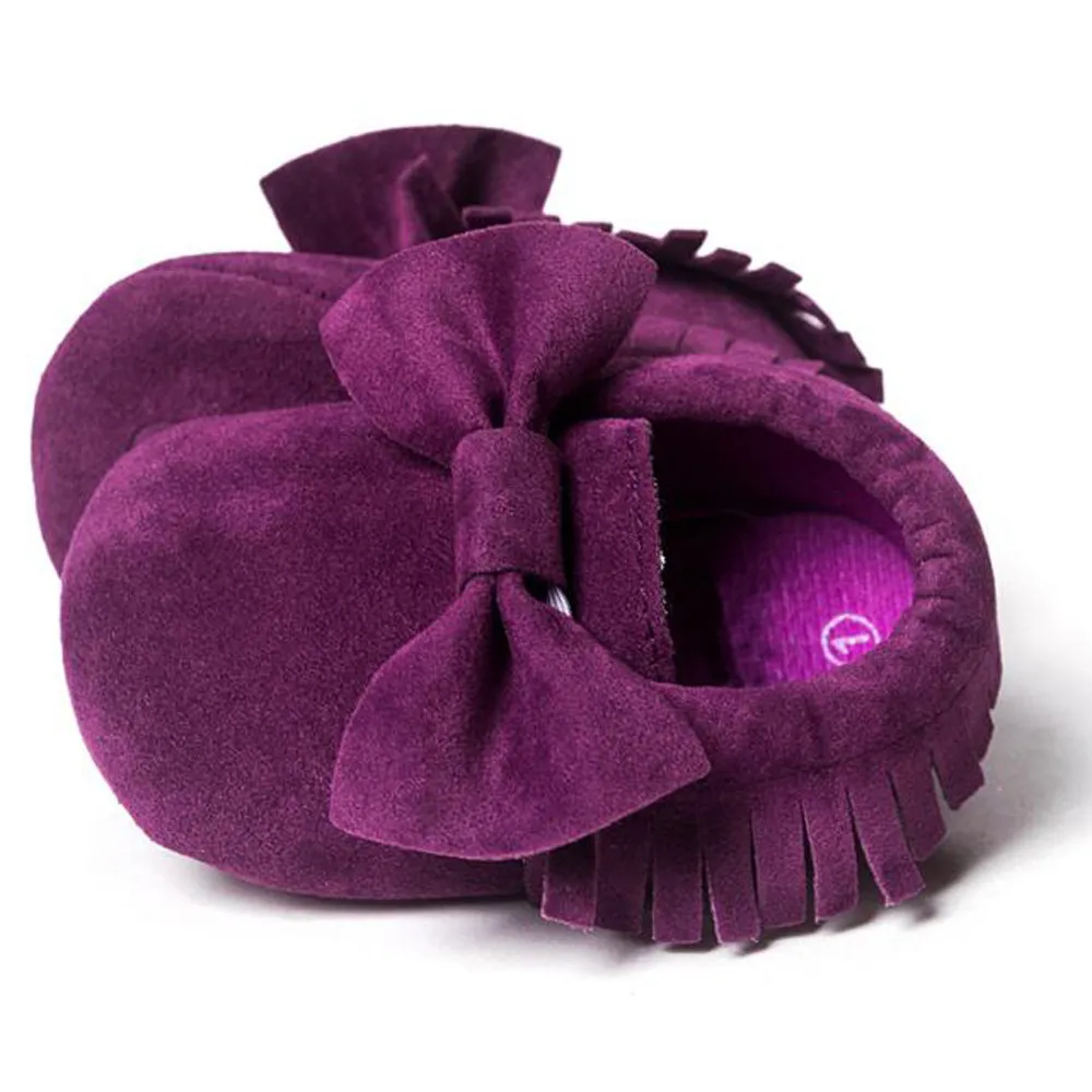 Для маленьких девочек Мокасины с кисточками С бантом из искусственной кожи для