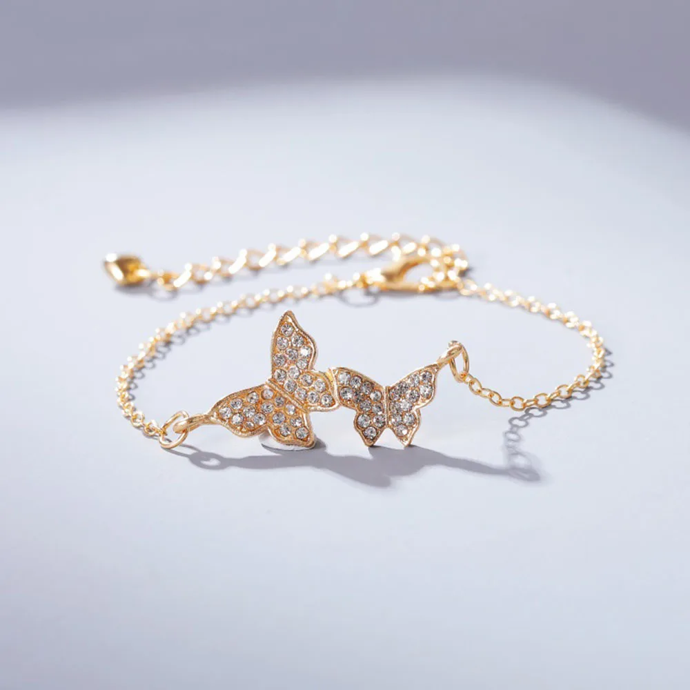 

Classic Fashion Adjustable Rhinestone Butterfly Bracelet Female Butterfly Bangles Friendship Couple for Women Jewelry Gifts