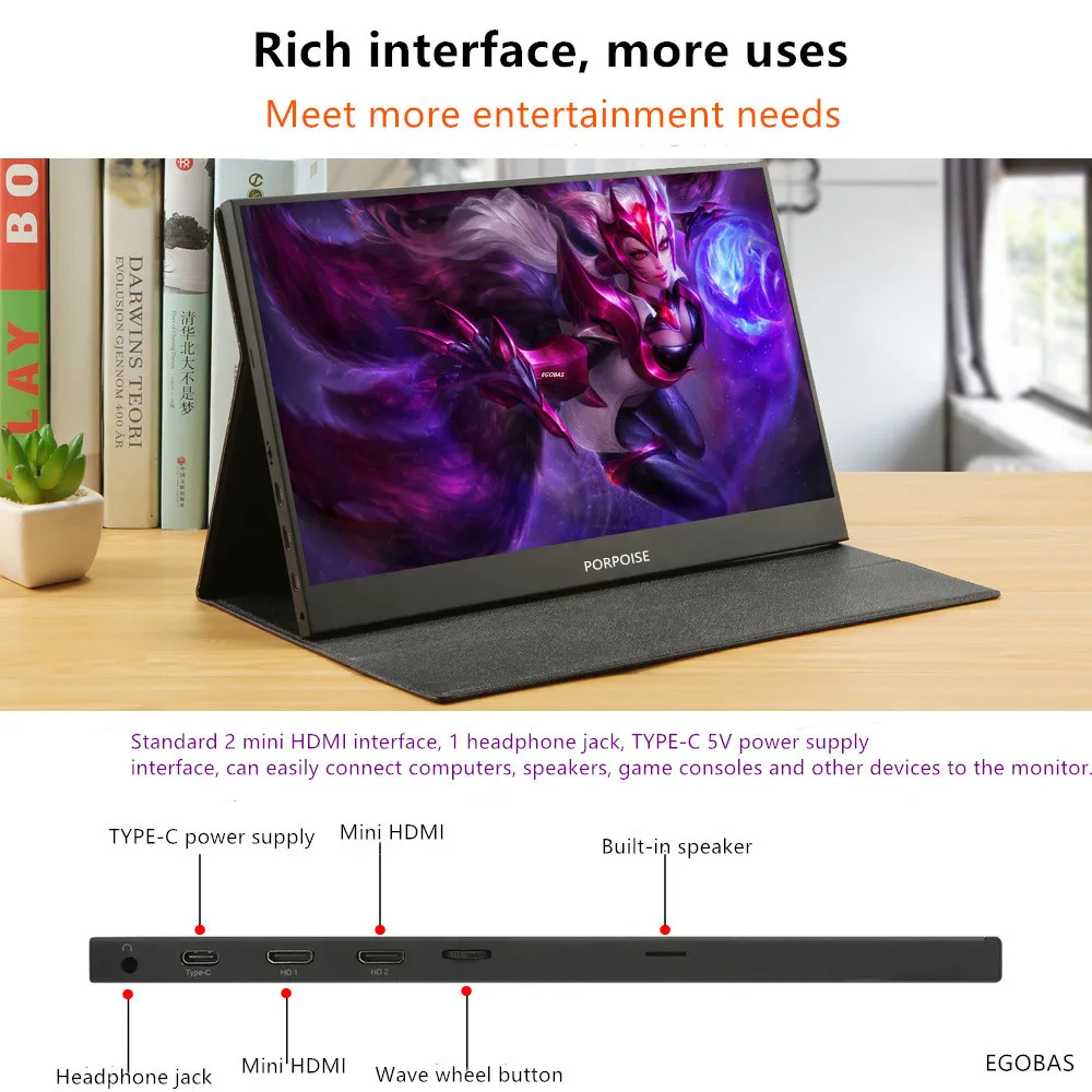 15," портативный монитор HDMI игровой светодиодный ips экран Поддержка Mini HDMI PC ноутбук, Xbox, переключатель PS4 монитор для PC Gamer