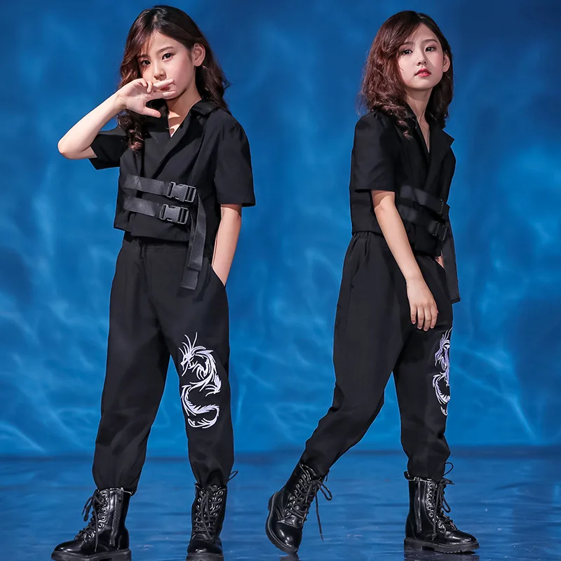 Детские спортивные костюмы танцевальные для девочек модные детские черные