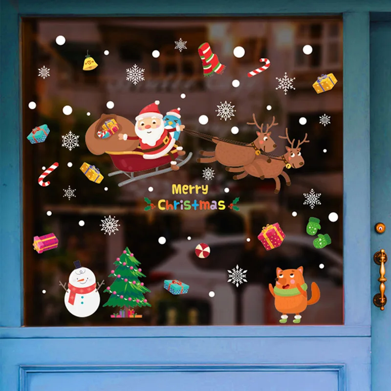 Рождественская наклейки окна Стекло фестиваль стены настенные панно с