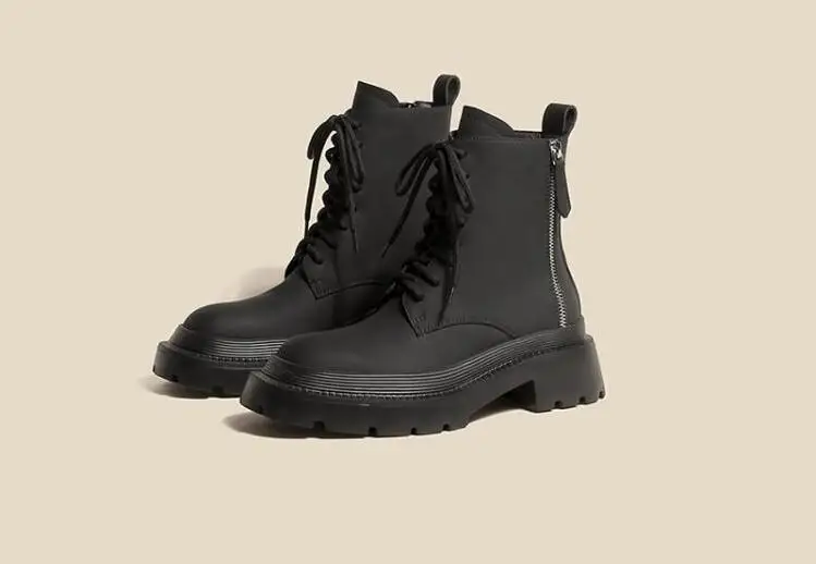 

Женские ботильоны на шнуровке, с круглым носком, на молнии