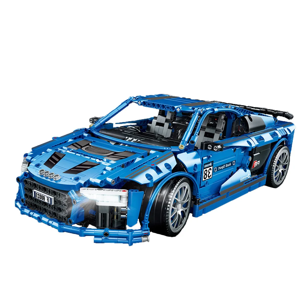 

Креативный высокотехнологичный суперспортивный технический автомобиль, модель Audis R8, строительные блоки, скоростной автомобиль, мини-кирп...