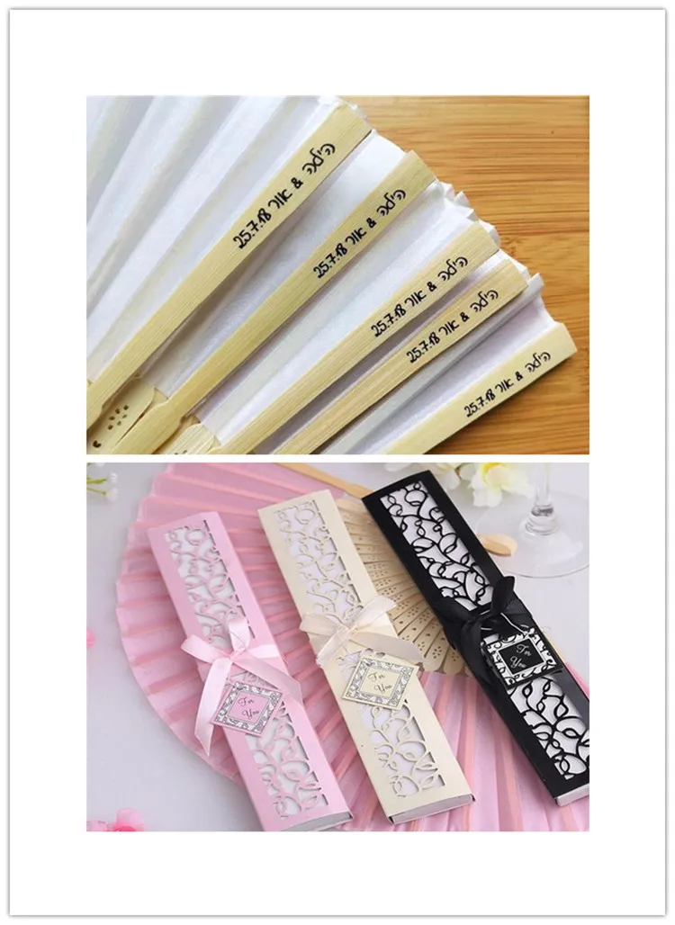 10 шт. персонализированный роскошный Шелковый веер в элегантной подарочной