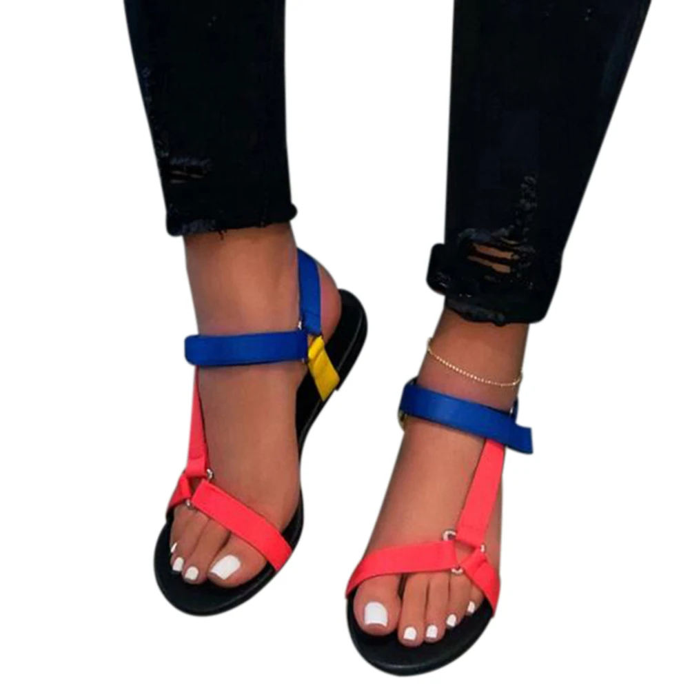 

Women Flat Sandals Open Toe Breathable Anti-slip Casual Beach Outdoor Summer Sewing Rome Open Toe Female 2020 d88