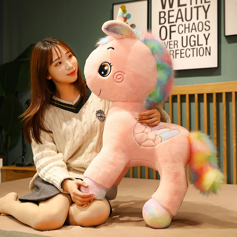 

Giant Rainbow Unicorn Doll Comfortable Lying Unicorn Stuffed Animal Hug Pillow Standing Unicorn Appease Doll Girlfriend Gifts
