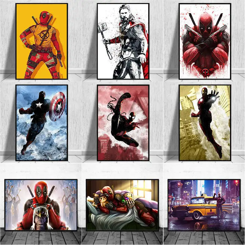Картина на холсте Marvel Дэдпул Мстители настенное искусство принты супергероев