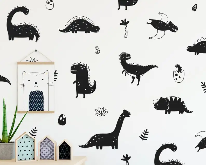

Dinosaurs Sticker in Outer Space Wall Decal-Dinosaur in Spaceship Planets Meteorite Stars Moon Nursery Decal Vinyl Kid Space