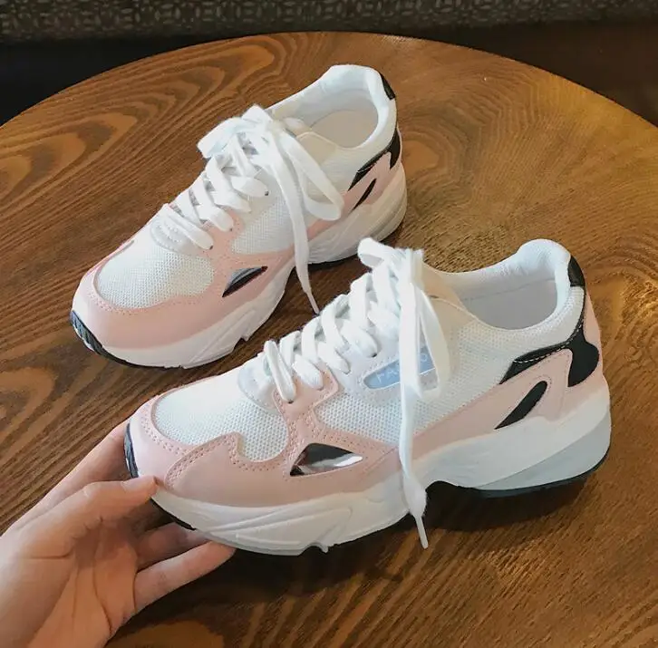 Женские удобные кроссовки розовые на платформе женские туфли танкетке zapatos De Mujer