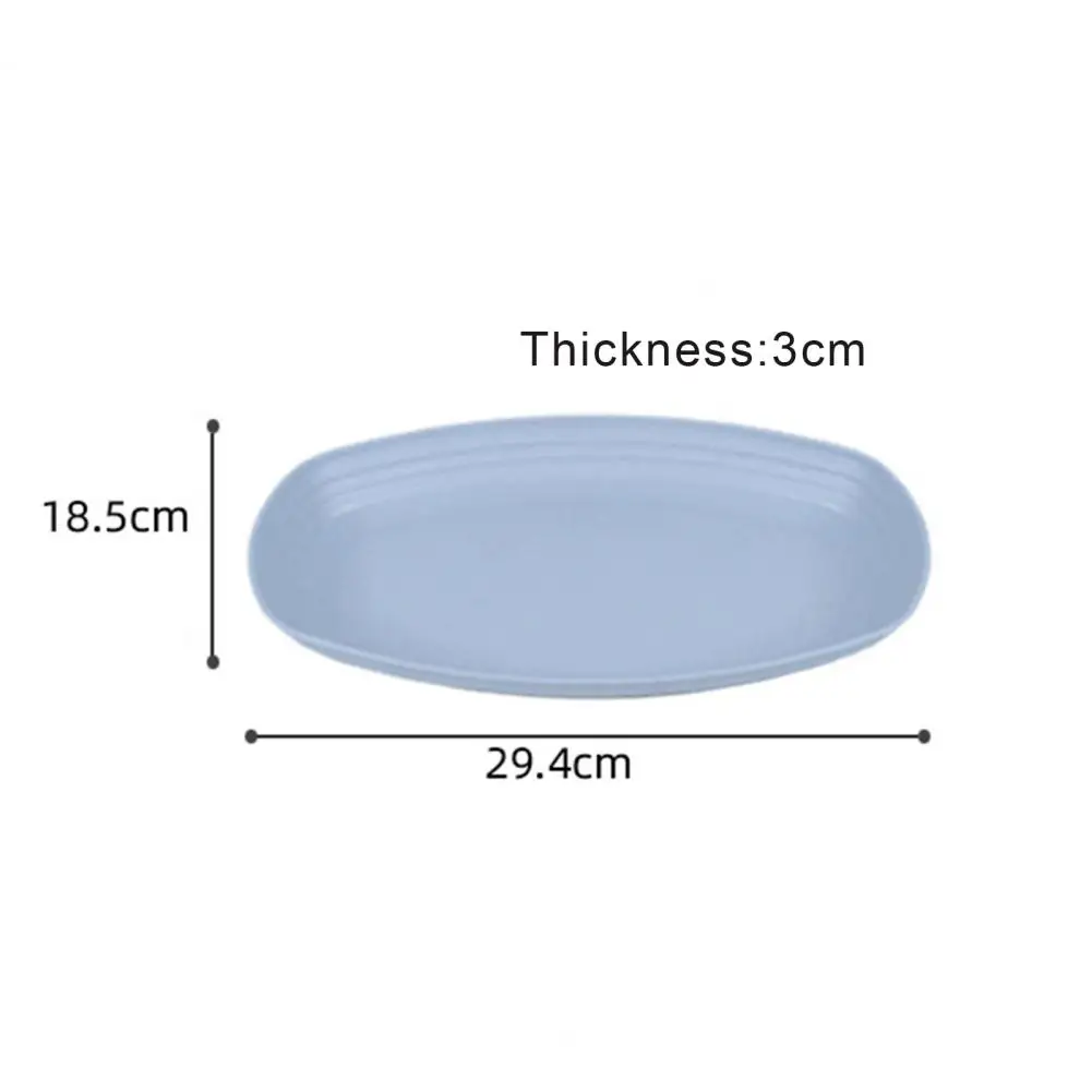 

Dinner Fruit Plate Eco-friendly Non-slip Wheat Straw Oval Shaped Fruit Dish for Home Round Plate Tray Tableware