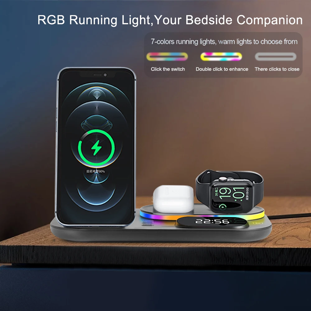 3 in 1 wireless charger stand for iphone13 pro 12 max mini 30w qi fast charging dock station for apple watch 7 6 airpods pro free global shipping