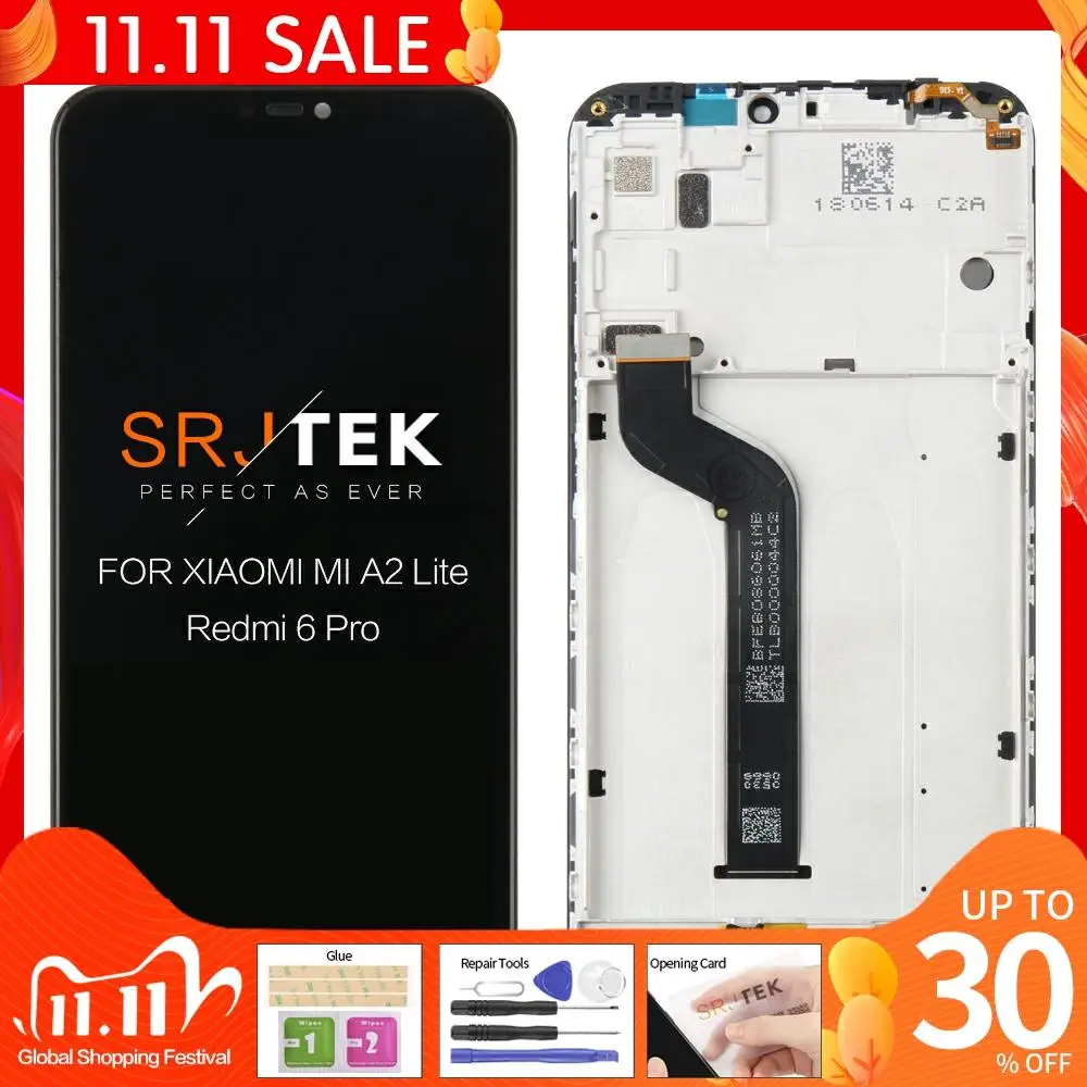 Оригинальный ЖК дисплей для Xiaomi Mi A2 Lite сенсорный экран + рамка в сборе Redmi 6 Pro