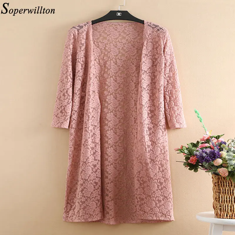 Лето 2019 кимоно кардиган белый черный кружевная Солнцезащитная блуза Женская