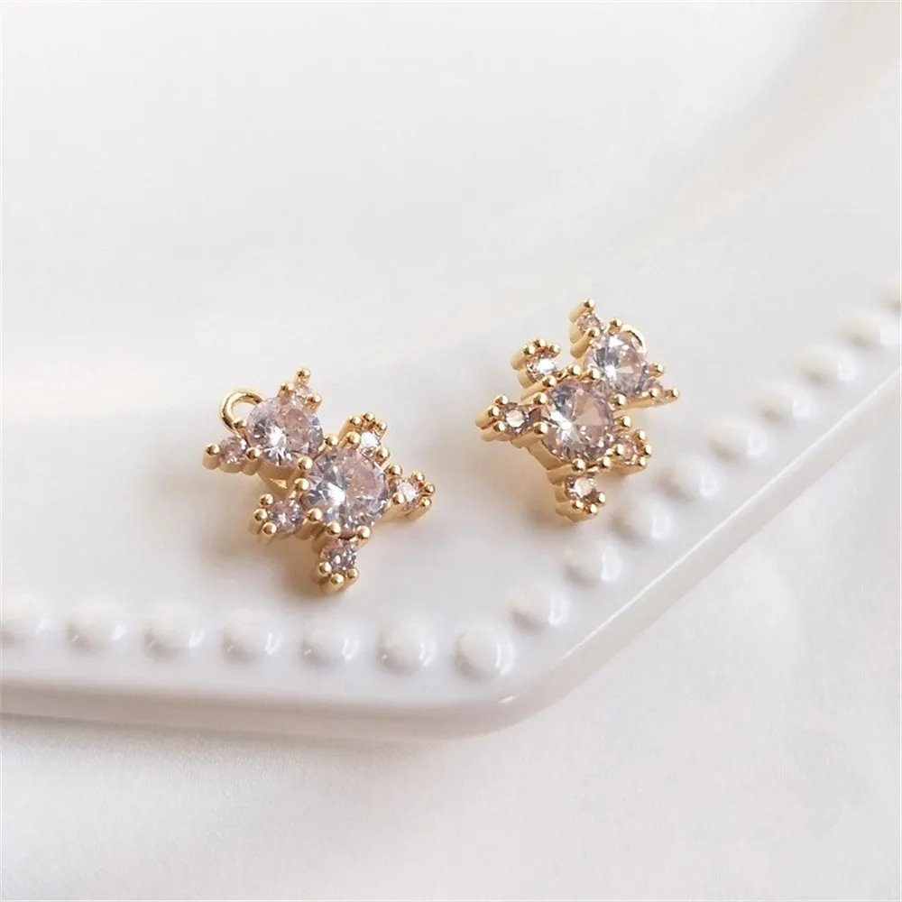 

14K Gold Filled Inlaid zircon cute bear pendant DIY bracelet clavicle necklace pendant accessories