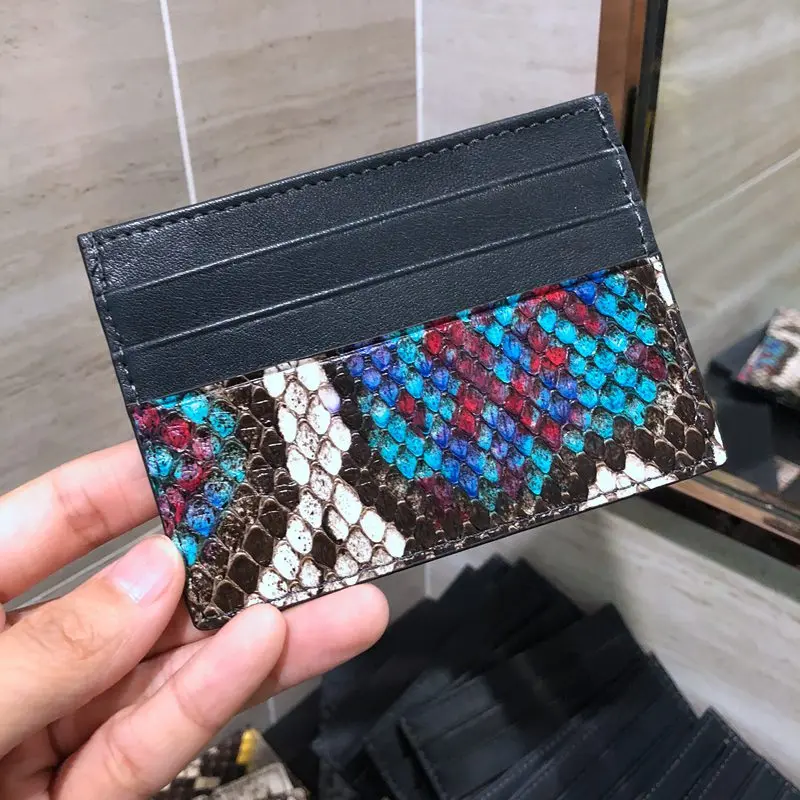 Card Holder CAJIFUCO кожа питона Porte Carte змеиная кожа кредитный держатель для карт животное кожа портмоне - Цвет: Card Holder