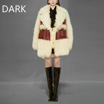 [DARK] зимняя женская новинка 2020 овечья шерсть Пляжная и мех все в одном средней