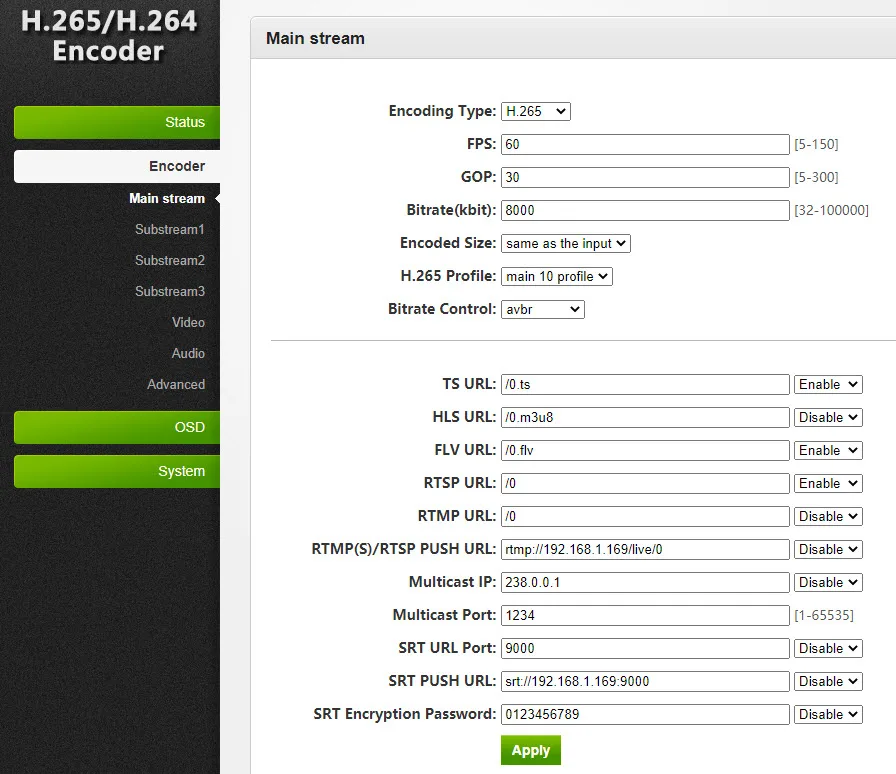 4K @ 60fps H.265/H.264 HDMI видео кодировщик через http rtsp rtmp/rtmps udp srt onvif для записи IPTV|Система