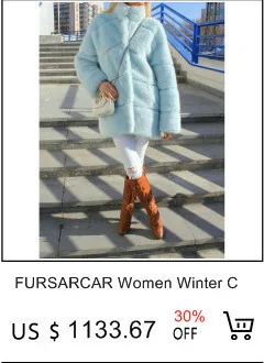FURSARCAR новые модные женские зимние настоящие меховые шапки и шаль для женщин подлинный натуральных мех зимние Роскошные пальто с поясом