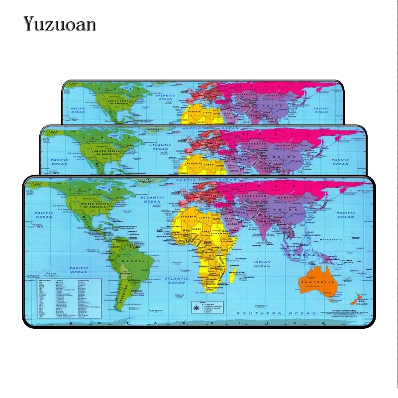 Yuzuoan, карта мира, большой коврик для мыши, игровой коврик для мыши, натуральный каучук, геймерский коврик для мыши, коврик для игры, компьютерный стол, коврик для мыши, игровой коврик