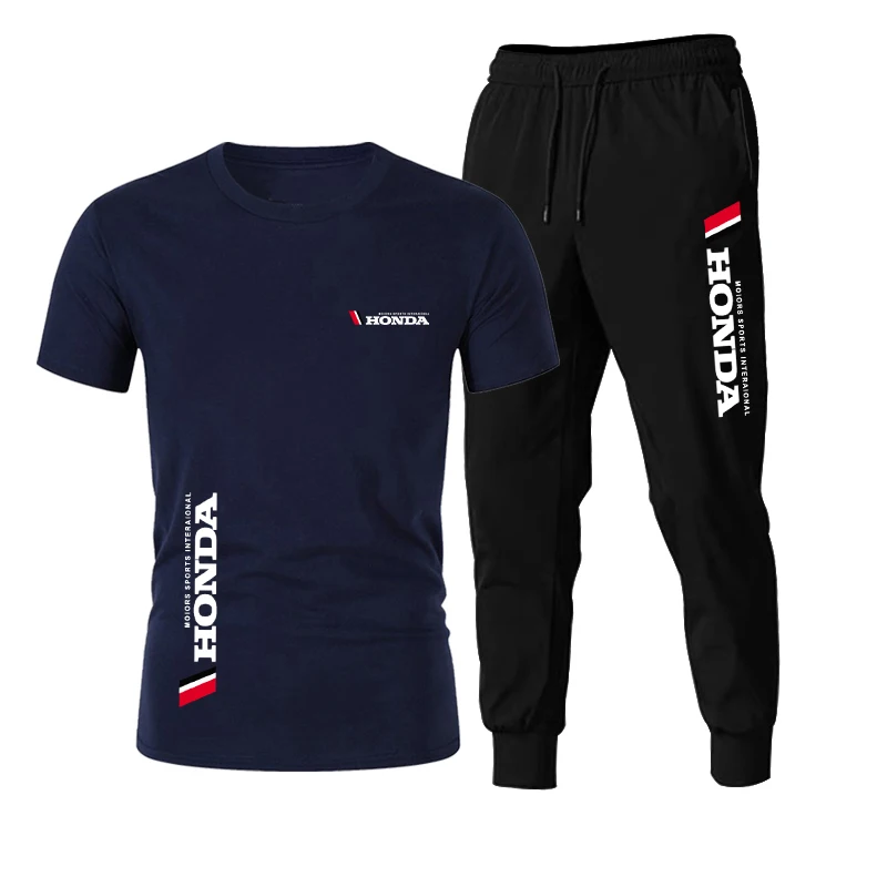 

2021 summer new men's fashion t-shirt two-piece pants suit casual male female printed top breathable sports short sleeve sets