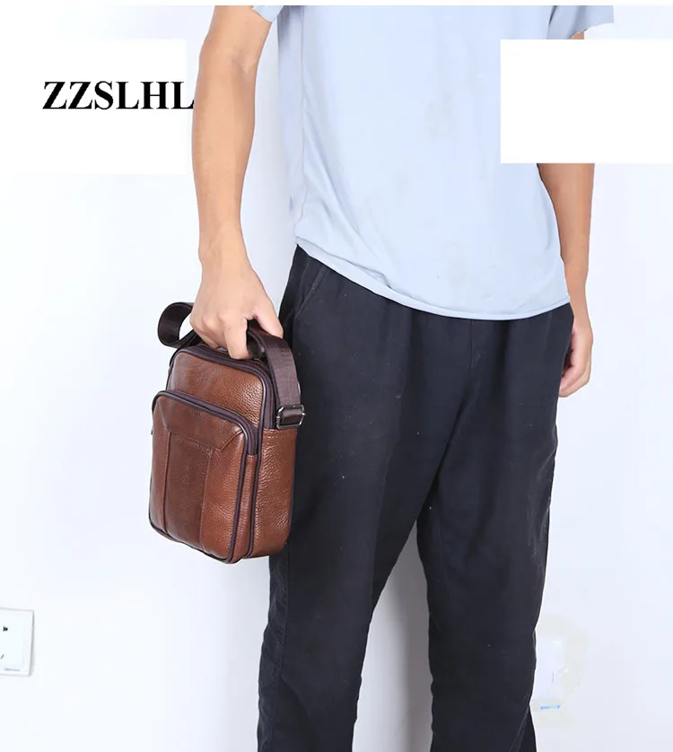 

Fashion Retro Genuine Leather Men Messenger Bags Casual Flap Gg Male Shoulder Bag Zipper Work Hand Bag Soft Men's Bag Packet