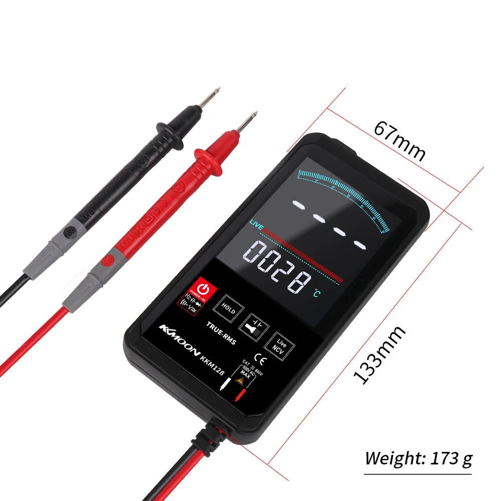 

KKM128 4.7 Inch Touching Color Screen Ultra-thin Multimeter Voltage Frequency Capacitance Resistance Meter 6000 Counts Display