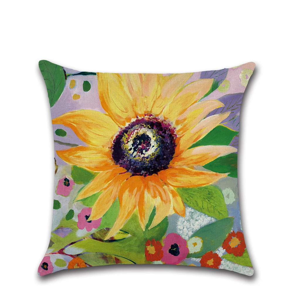 45*45 см льняная Подушка Чехол листья растений накидки на подушки подушка