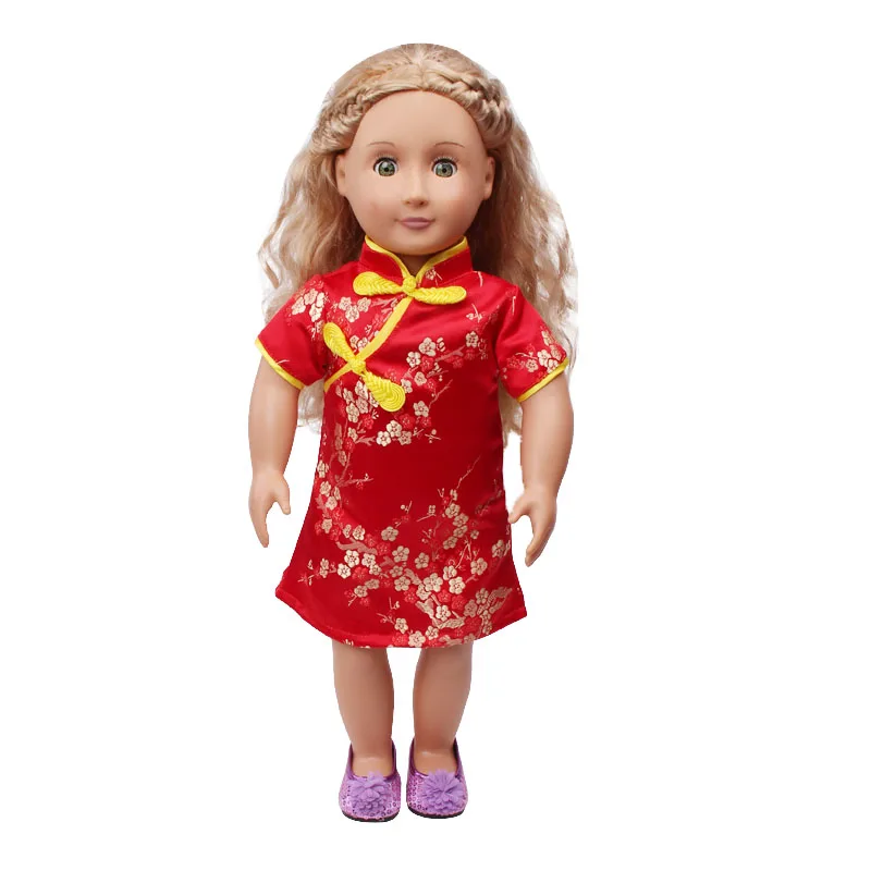 18 дюймовое Кукольное платье для девочек американская китайская юбка cheongsam с