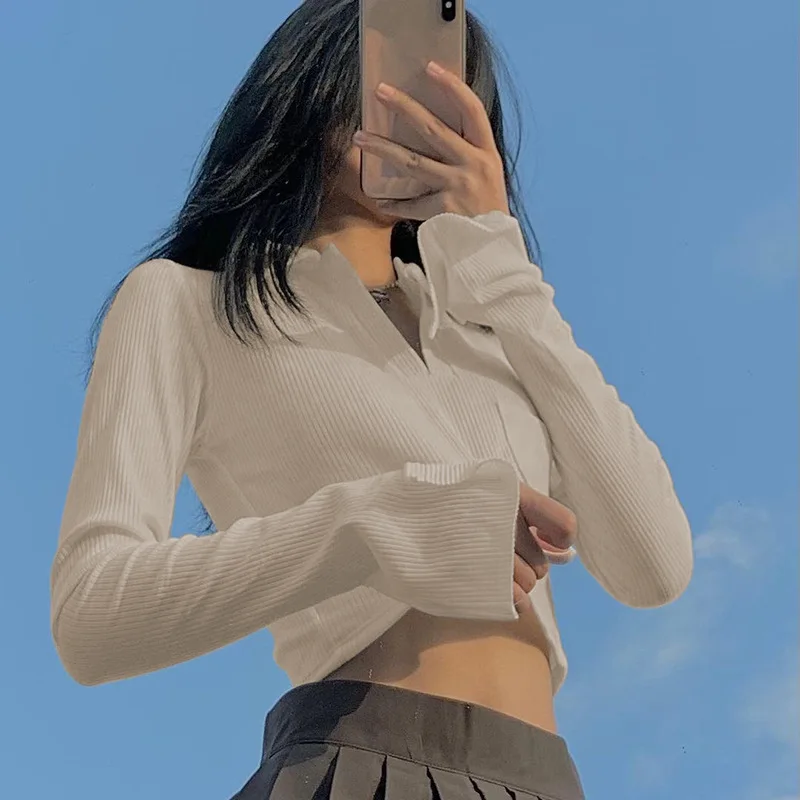 

Women Y2K Sweater Pullovers Sexy Knit Crop Tops Long Sleeve Ribbed Jumper Slim Casual Streetwear Brand Design Japanese Korea