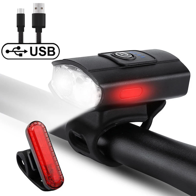 

1200mAh Bicycle Front Light Set USB Rechargeable Headlight 350 Lumen LED Bike Lamp Cycling FlashLight Bicycle Accessories