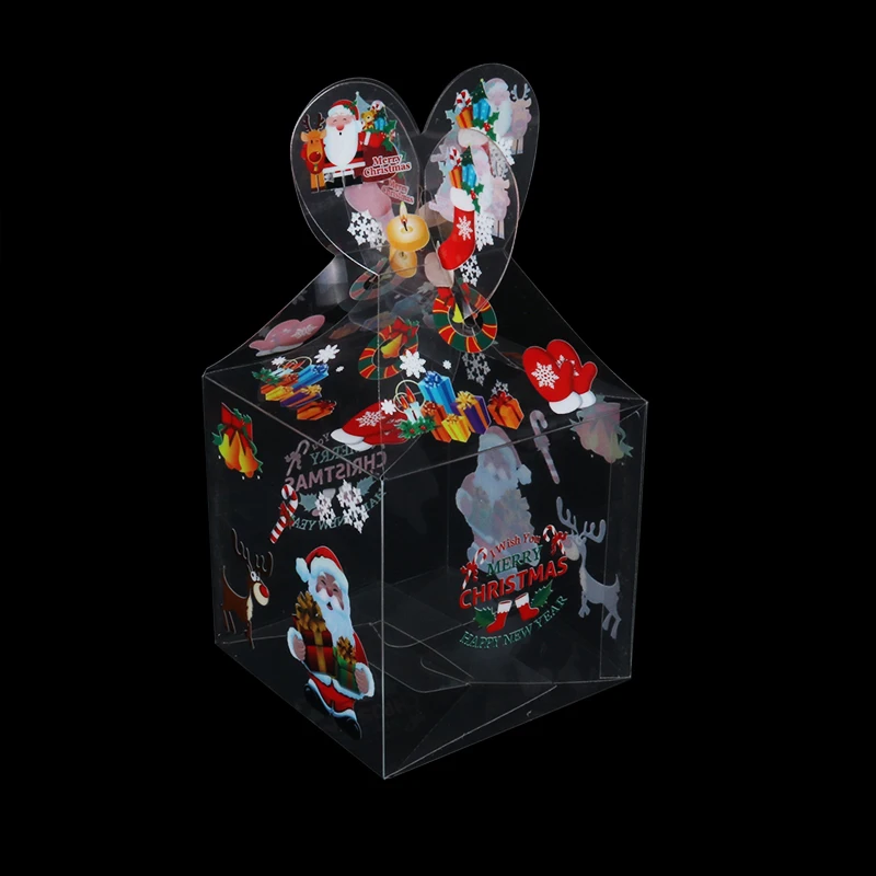 Прозрачная подарочная коробка с изображением деда мороза 5 шт. | Дом и сад