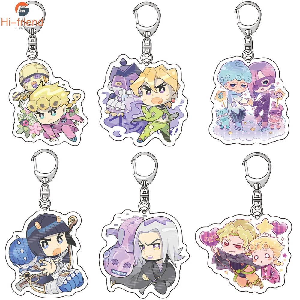 

20Pcs/Lot Anime JoJo Bizarre Adventure Keychain Kujo Jotaro Bruno Bucciarati Higashikata Josuke Acrylic Key Chains Jewelry