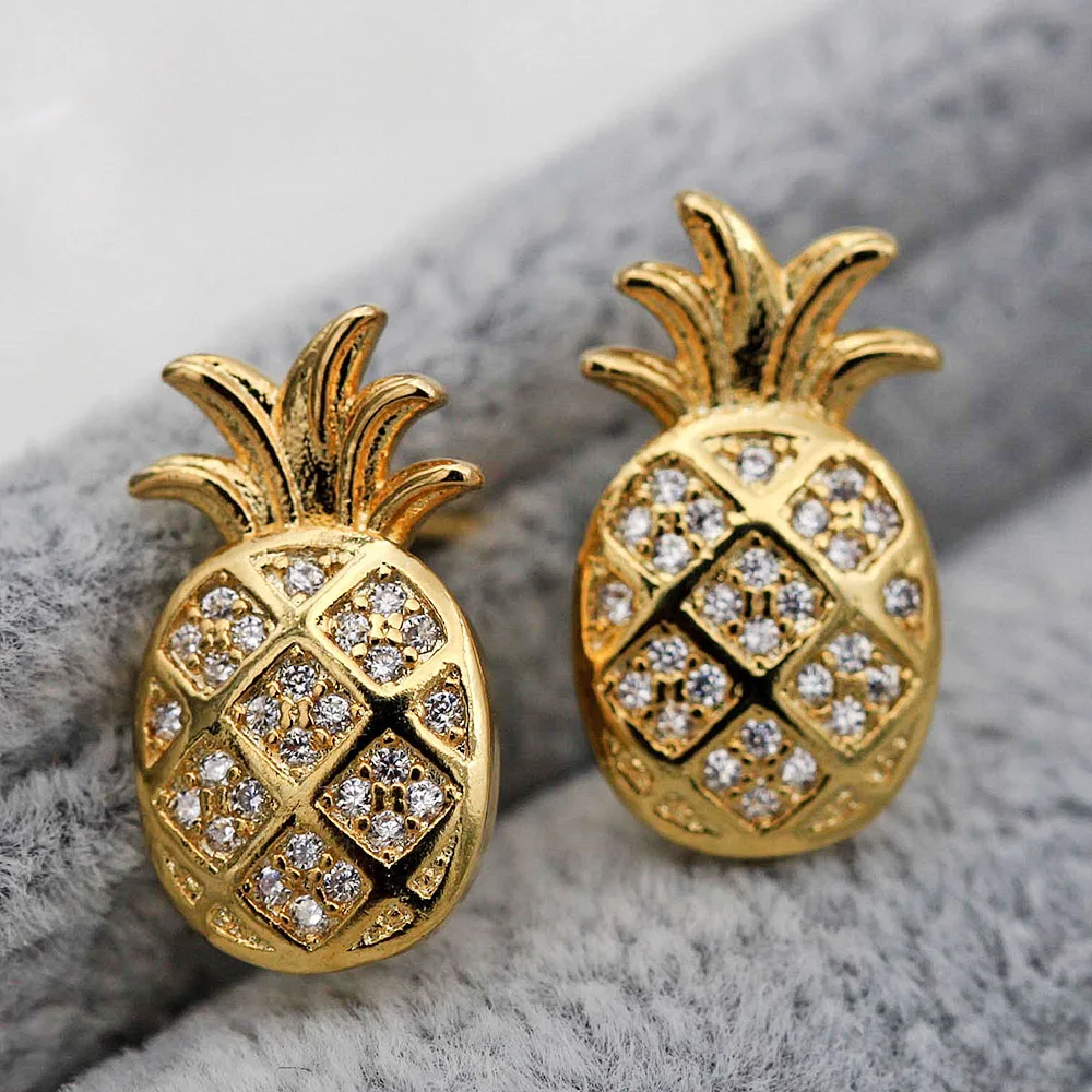 Роскошные модные серьги-гвоздики для женщин с принтом ананасов Форма серьги