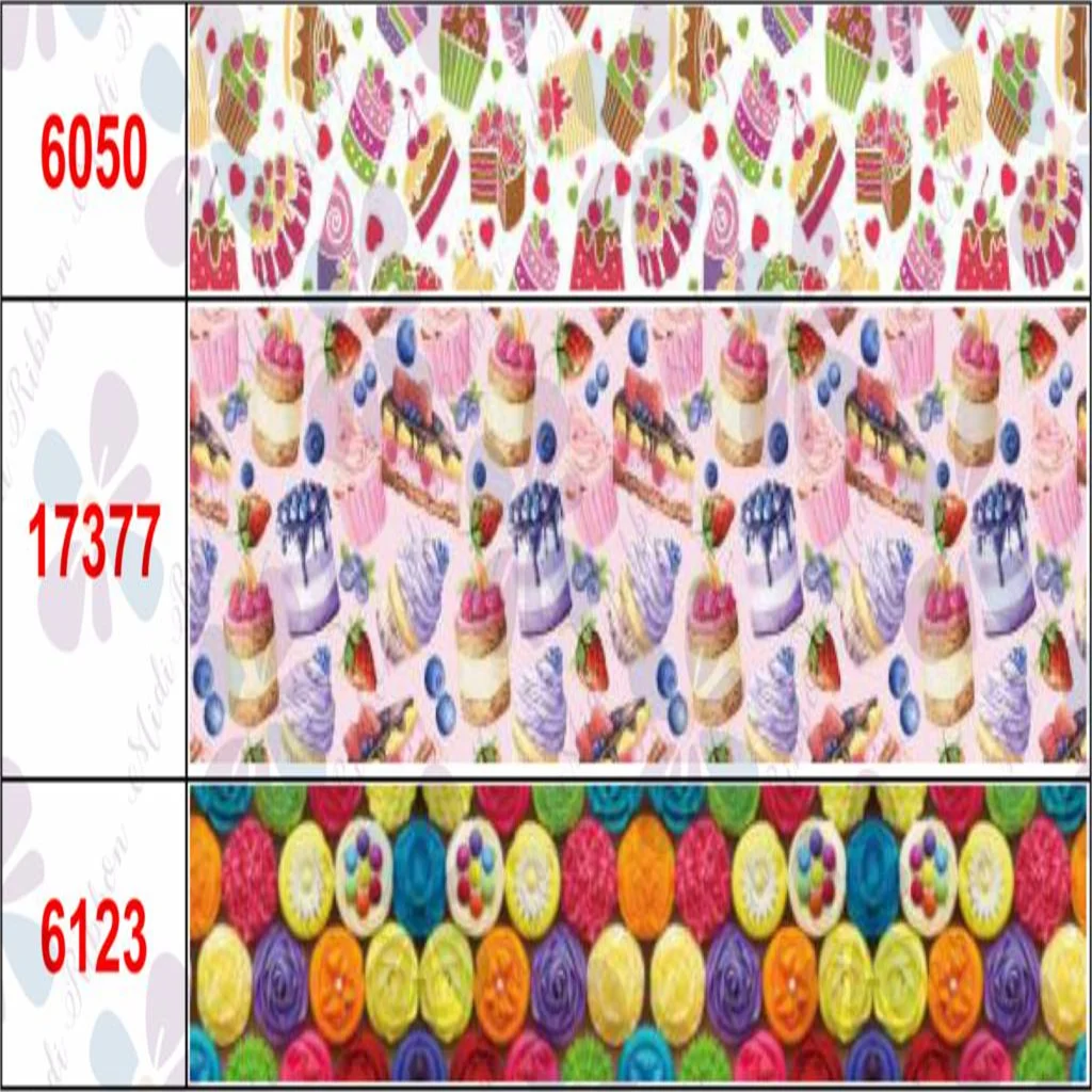 16mm-75mm Cupcake Series Cartoon Heart Lover Printed Grosgrain/Foe Ribbon Fruits DIY Hair Bowknots 50yards/roll | Дом и сад
