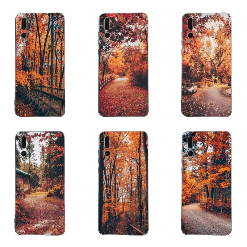 

Falling Autumn Leaves Phone Case For Huawei G7 G8 P7 P8 P9 P10 P20 P30 Lite Mini Pro P Smart Plus Black Soft TPU Cove Fundas
