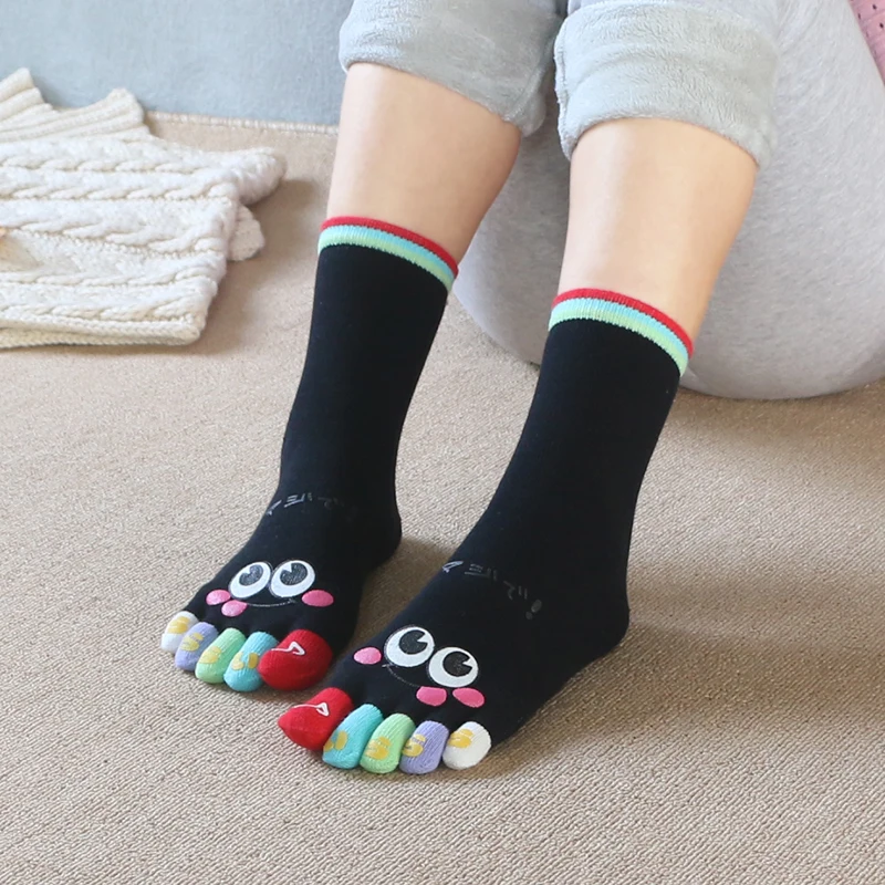 4 пары для влюбленных носки с пятью пальцами хлопковые малышей милым рисунком На