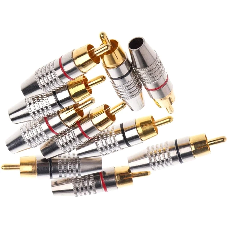 

Top Deals 20 Pcs RCA Plug Audio Video Locking Cable Connector Gold Plated
